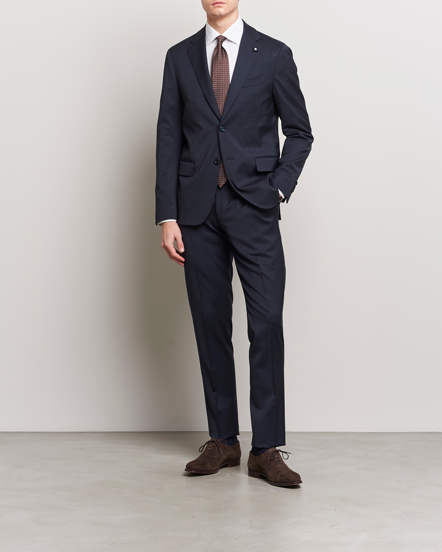 Lardini Two Button Wool Blazer Navy at CareOfCarl.com