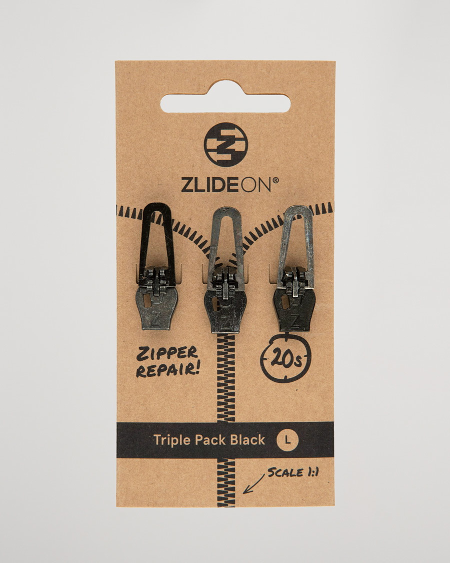Men | Garment Care | ZlideOn | 3-Pack Zippers Black L