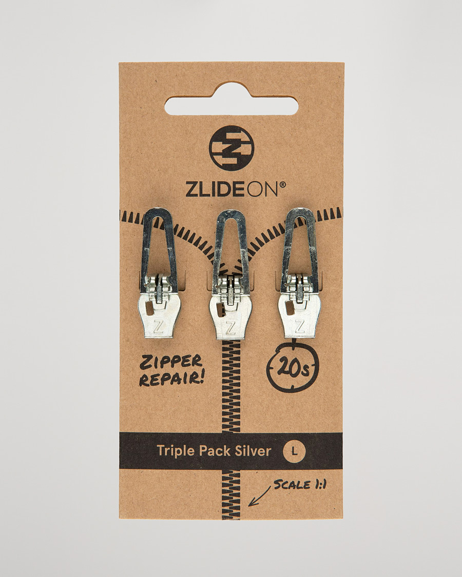 Men | Garment Care | ZlideOn | 3-Pack Zippers Silver L