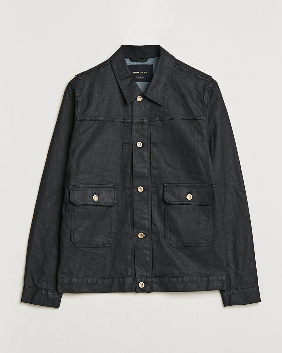 Men | Coats & Jackets | Replay | Sartoriale Coated Denim Jacket Black