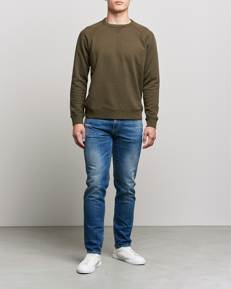 Men | Sweaters & Knitwear | Replay | Sartoriale Jersey Crew Neck Sweatshirt Military