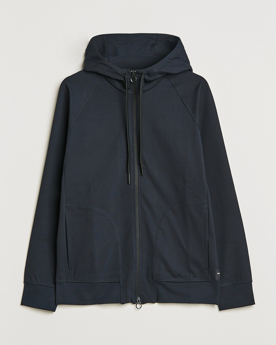 Men | Sweaters & Knitwear | Replay | Sartoriale Shiny Full Zip Hoodie Dark Blue