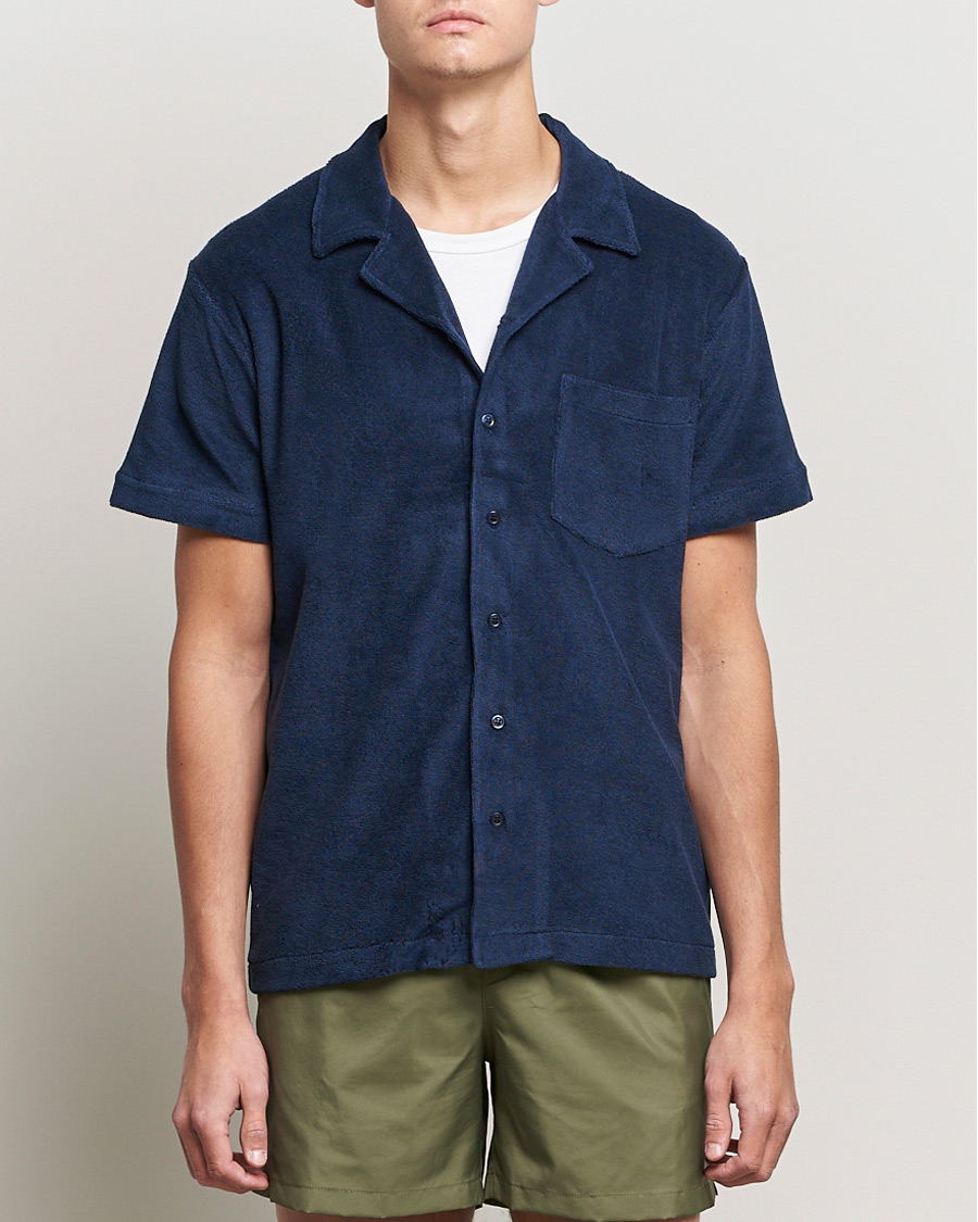 Men | Shirts | The Resort Co | Short Sleeve Terry Resort Shirt Navy
