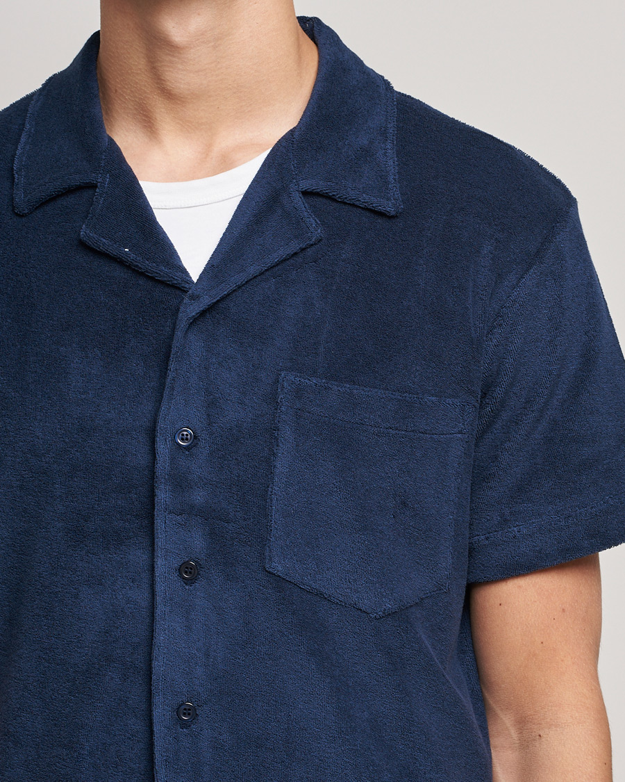 Men | Shirts | The Resort Co | Short Sleeve Terry Resort Shirt Navy