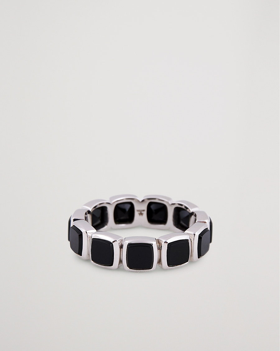 Men | Tom Wood Cushion Band Black Onyx Ring Silver | Tom Wood | Cushion Band Black Onyx Ring Silver