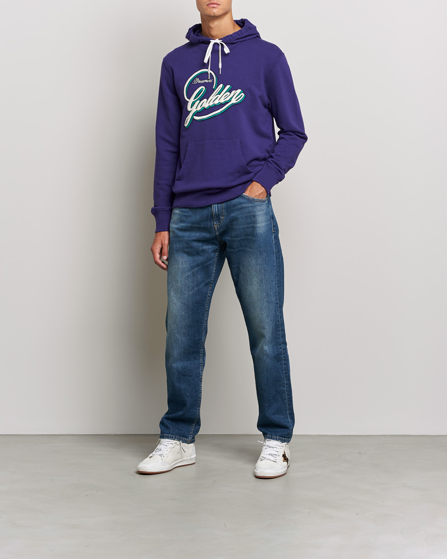Men | Sweaters & Knitwear | Golden Goose | Deluxe Brand Journey Dreamers Hoodie Violet Indigo