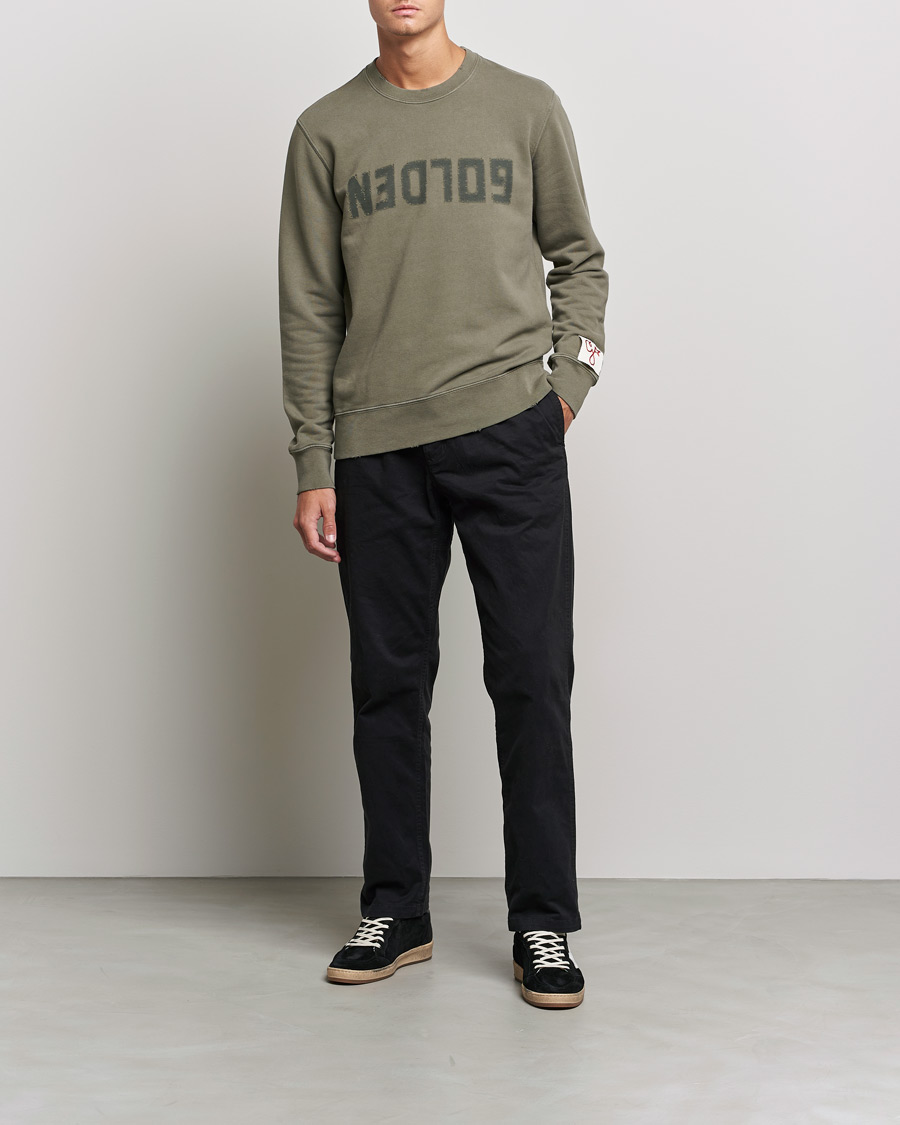 Men | Sweaters & Knitwear | Golden Goose | Deluxe Brand Distressed Cotton Sweatshirt Dusty Olive