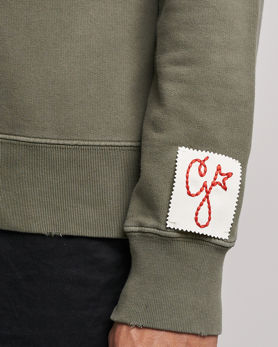 Men | Sweaters & Knitwear | Golden Goose | Deluxe Brand Distressed Cotton Sweatshirt Dusty Olive