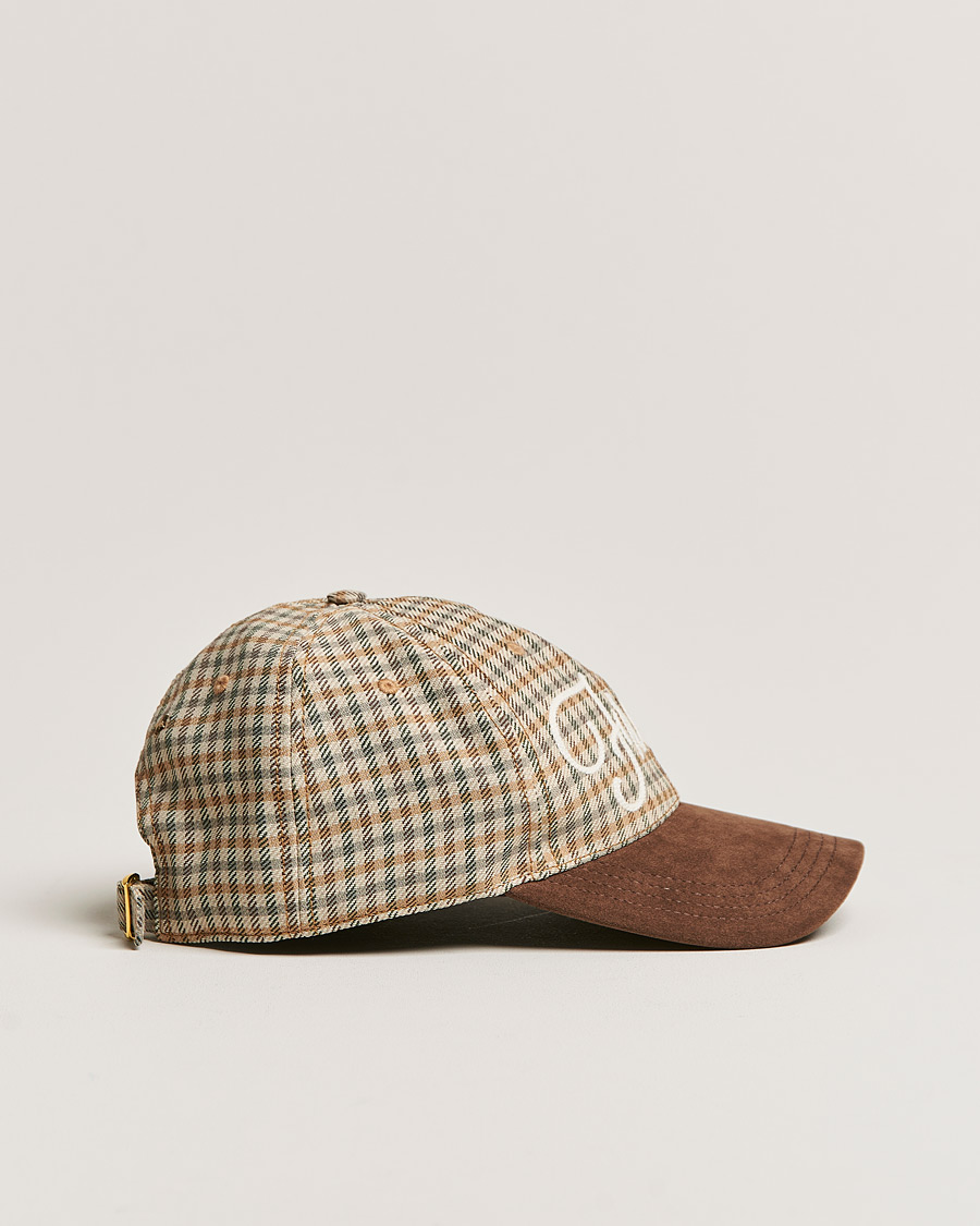 Men | Golden Goose Deluxe Brand Alcantara Baseball Cap Brown Check | Golden Goose | Deluxe Brand Alcantara Baseball Cap Brown Check