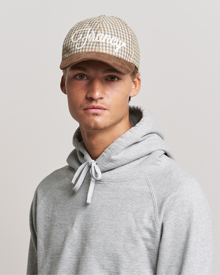 Men | Golden Goose Deluxe Brand Alcantara Baseball Cap Brown Check | Golden Goose | Deluxe Brand Alcantara Baseball Cap Brown Check