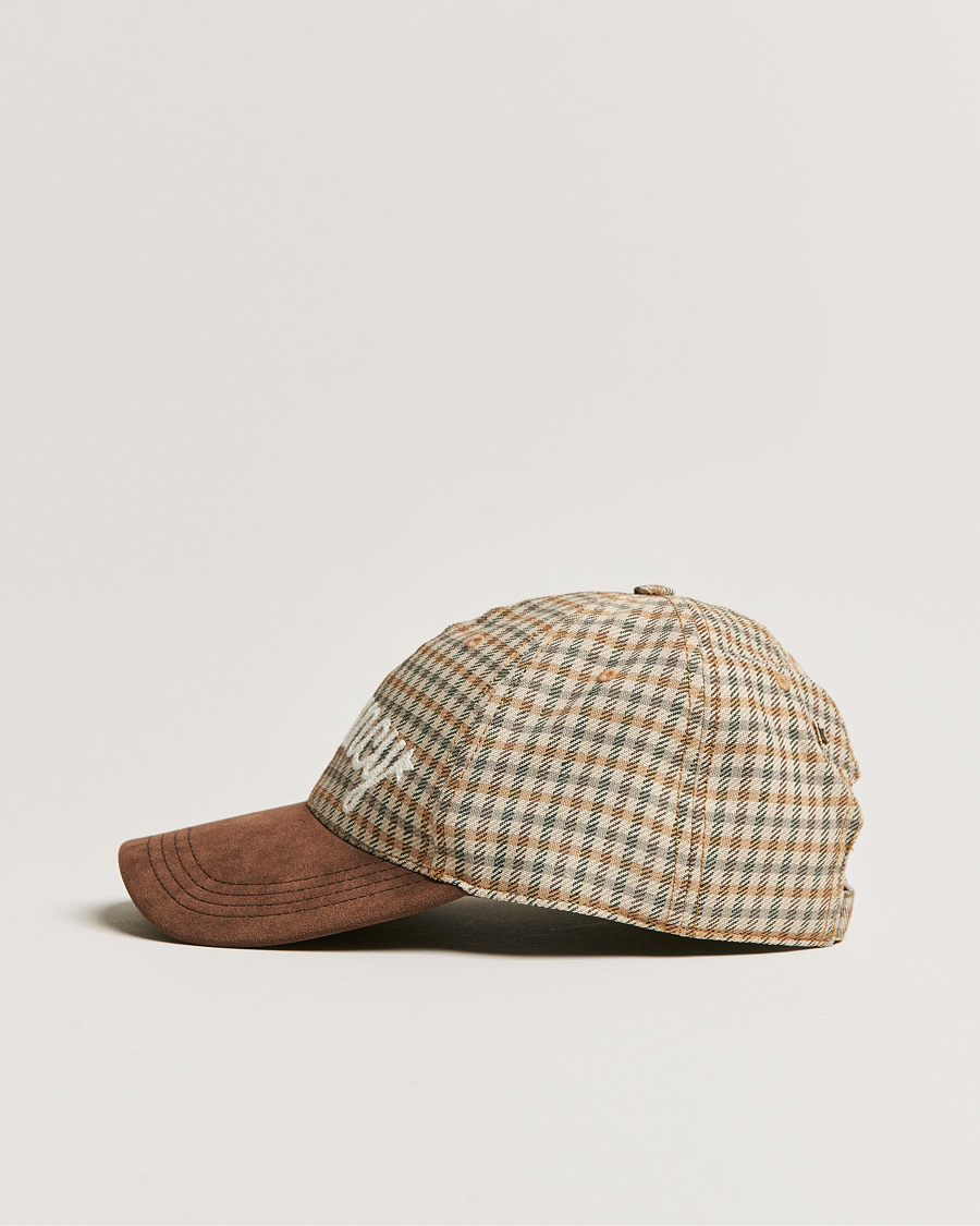 Men | Golden Goose Deluxe Brand Alcantara Baseball Cap Brown Check | Golden Goose | Deluxe Brand Alcantara Baseball Cap Brown Check