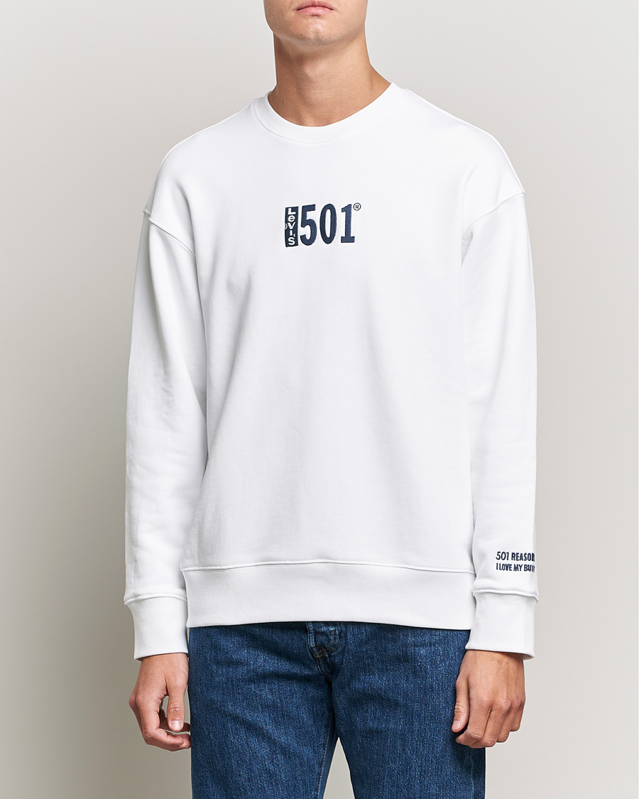 Men | Sweaters & Knitwear | Levi's | Relaxed Graphic 501 Crew Neck Crew White