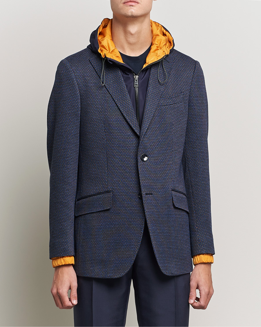 Men | Knitted Blazers | Etro | Hooded Jersey Blazer Navy