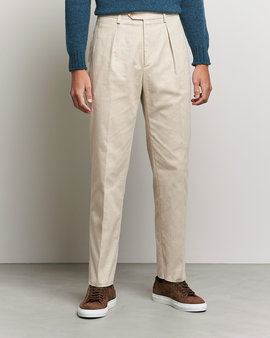Men | Formal Trousers | Etro | Pleated Trousers Beige