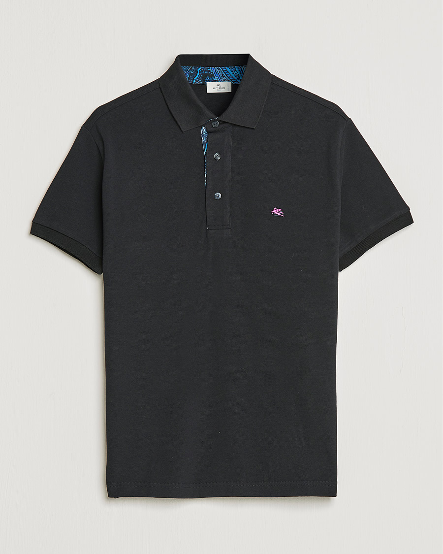 Men |  | Etro | Short Sleeve Contrast Paisley Polo Black