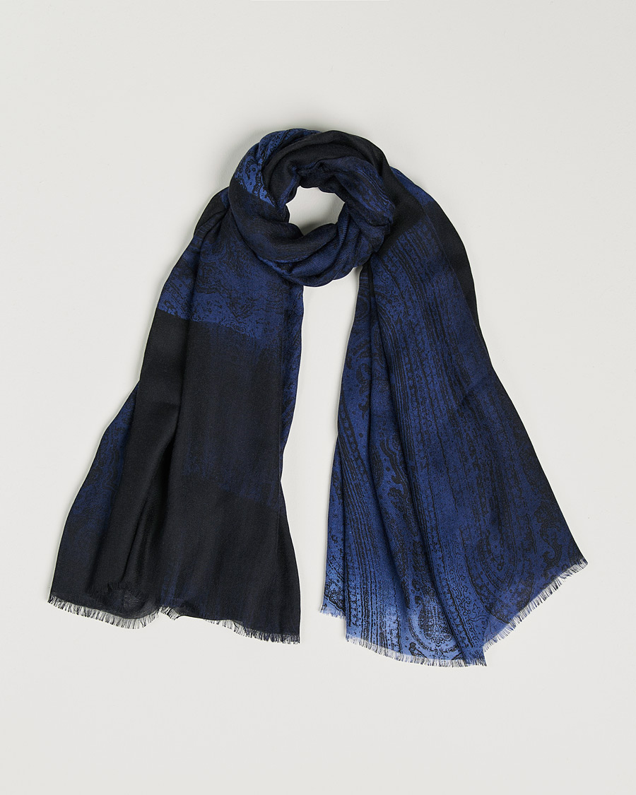 Men | Etro Printed Cashmere Scarf Navy | Etro | Printed Cashmere Scarf Navy