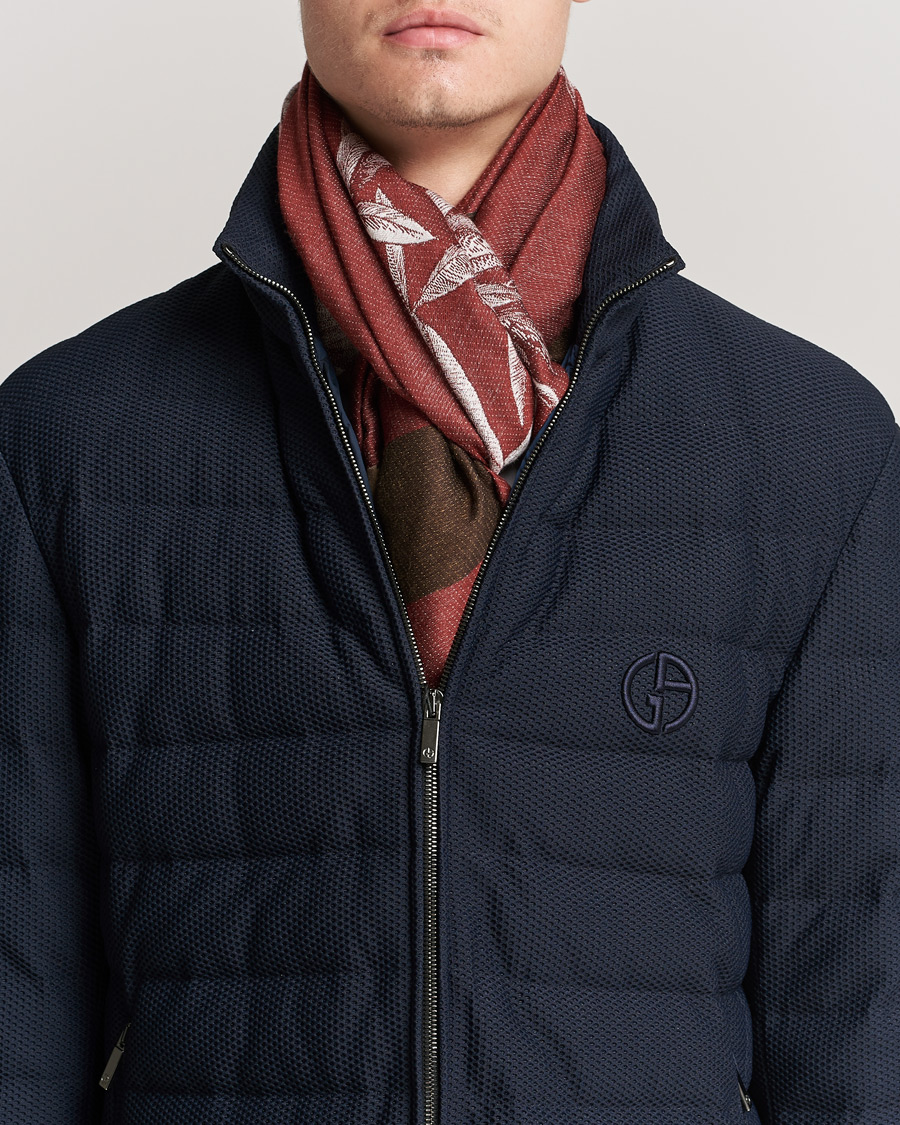 Men | Etro Houndstooth Jacquard Scarf Burgundy/Brown | Etro | Houndstooth Jacquard Scarf Burgundy/Brown