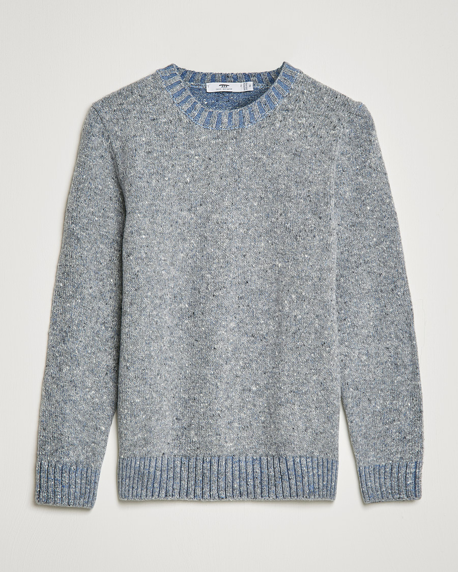 Men | Sweaters & Knitwear | Inis Meáin | Wool/Cashmere Crew Neck Grey/Blue
