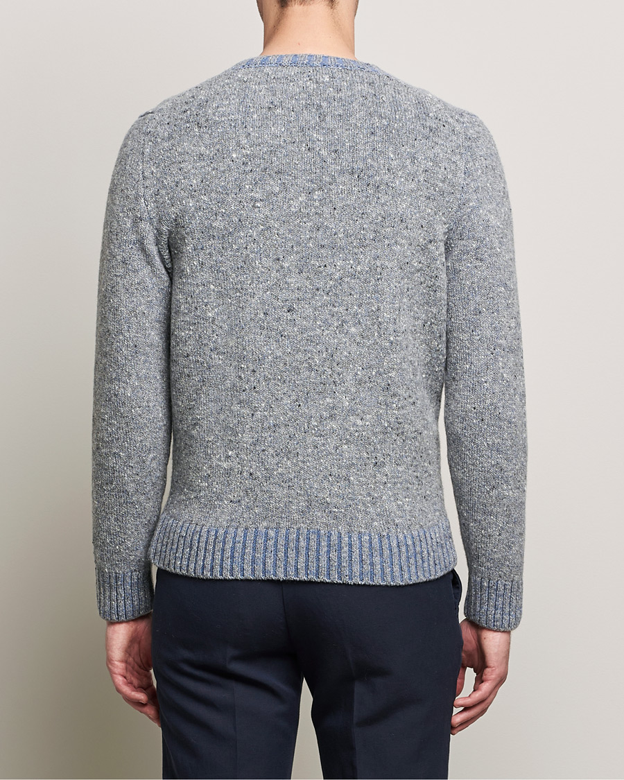 Men | Sweaters & Knitwear | Inis Meáin | Wool/Cashmere Crew Neck Grey/Blue
