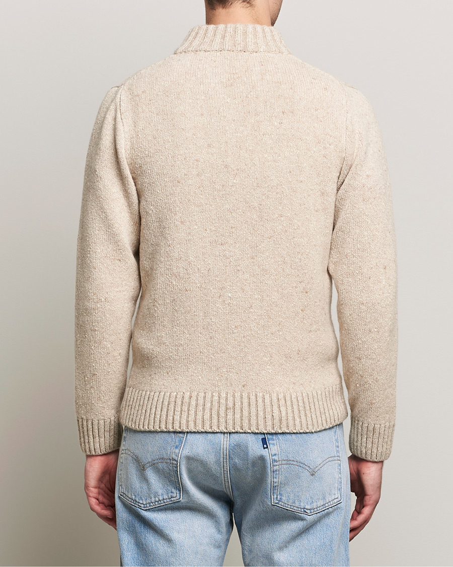Inis Meáin Wool/Cashmere Half Zip Beige at CareOfCarl.com