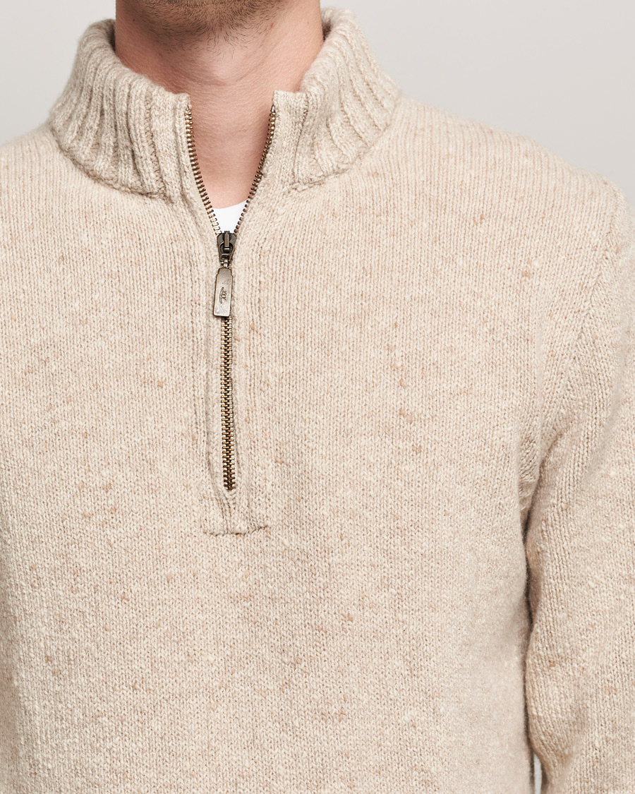Inis Meáin Wool/Cashmere Half Zip Beige at CareOfCarl.com