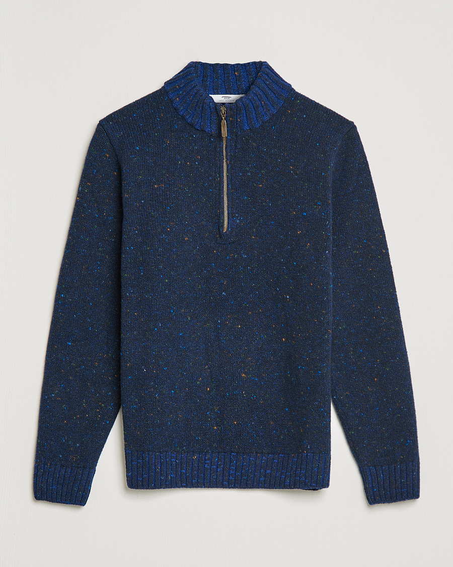 Men | Sweaters & Knitwear | Inis Meáin | Wool/Cashmere Half Zip Navy