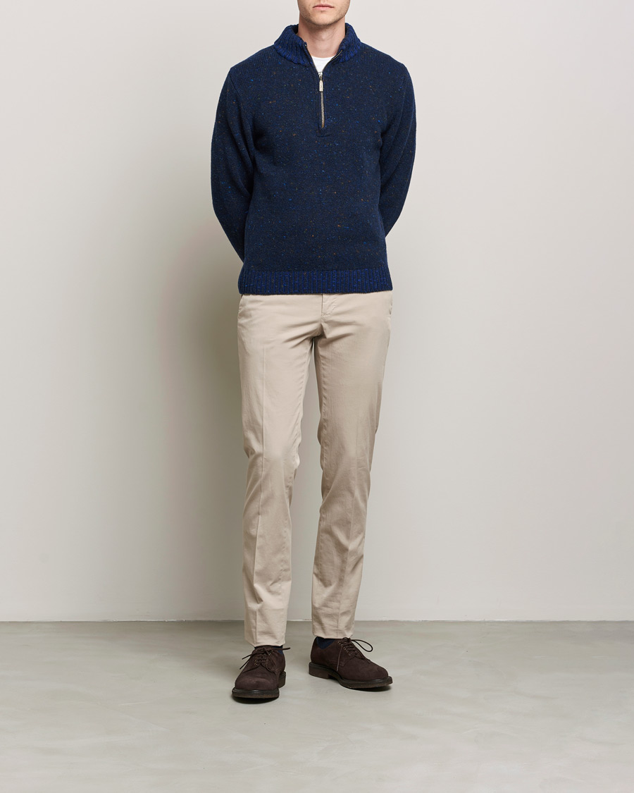 Men | Sweaters & Knitwear | Inis Meáin | Wool/Cashmere Half Zip Navy