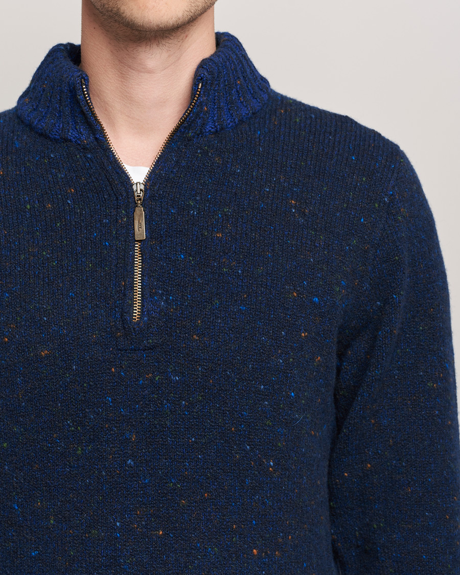 Men | Sweaters & Knitwear | Inis Meáin | Wool/Cashmere Half Zip Navy