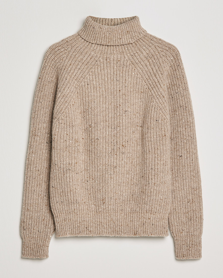 INIS MEAIN イニッシュマン ニットポロ Inis Meáin Wool/Cashmere Boatbuilder Turtleneck Beige at