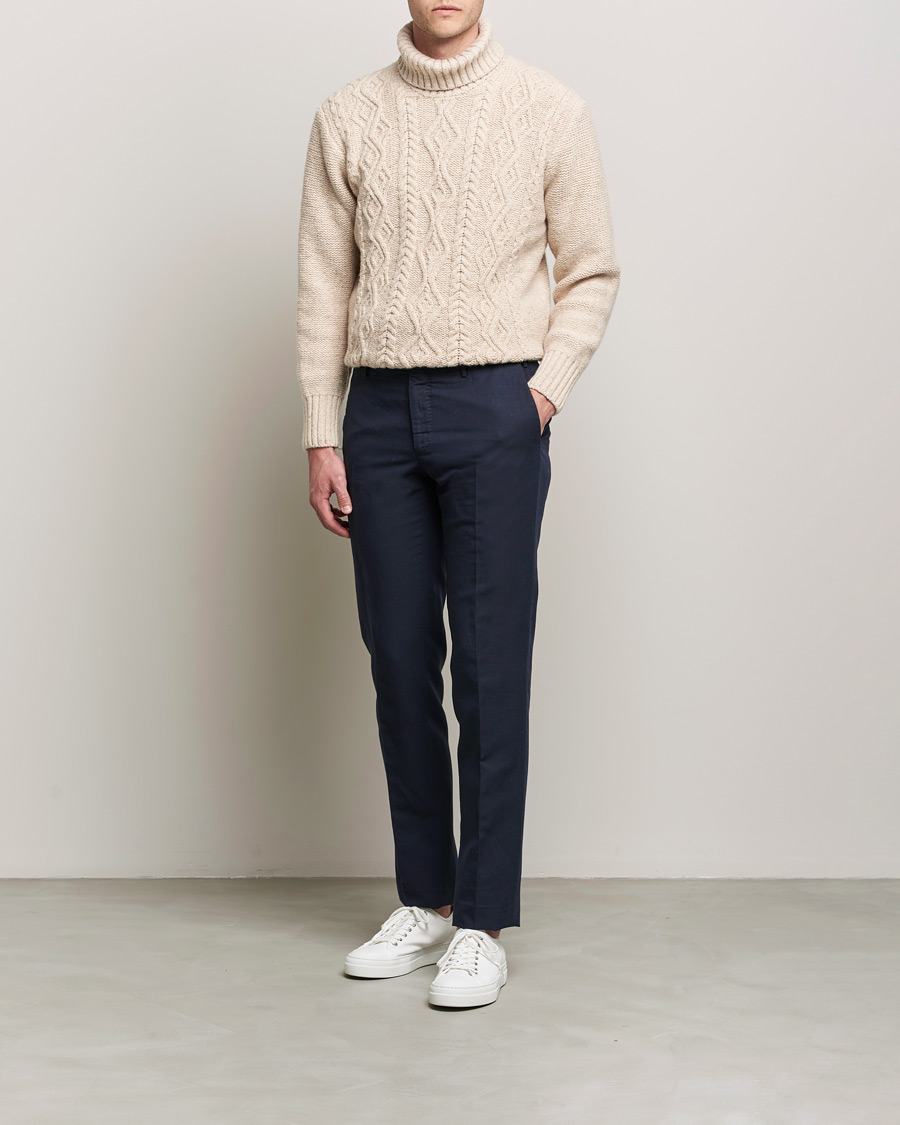 Men | Sweaters & Knitwear | Inis Meáin | Wool/Cashmere Aran Turtleneck Beige