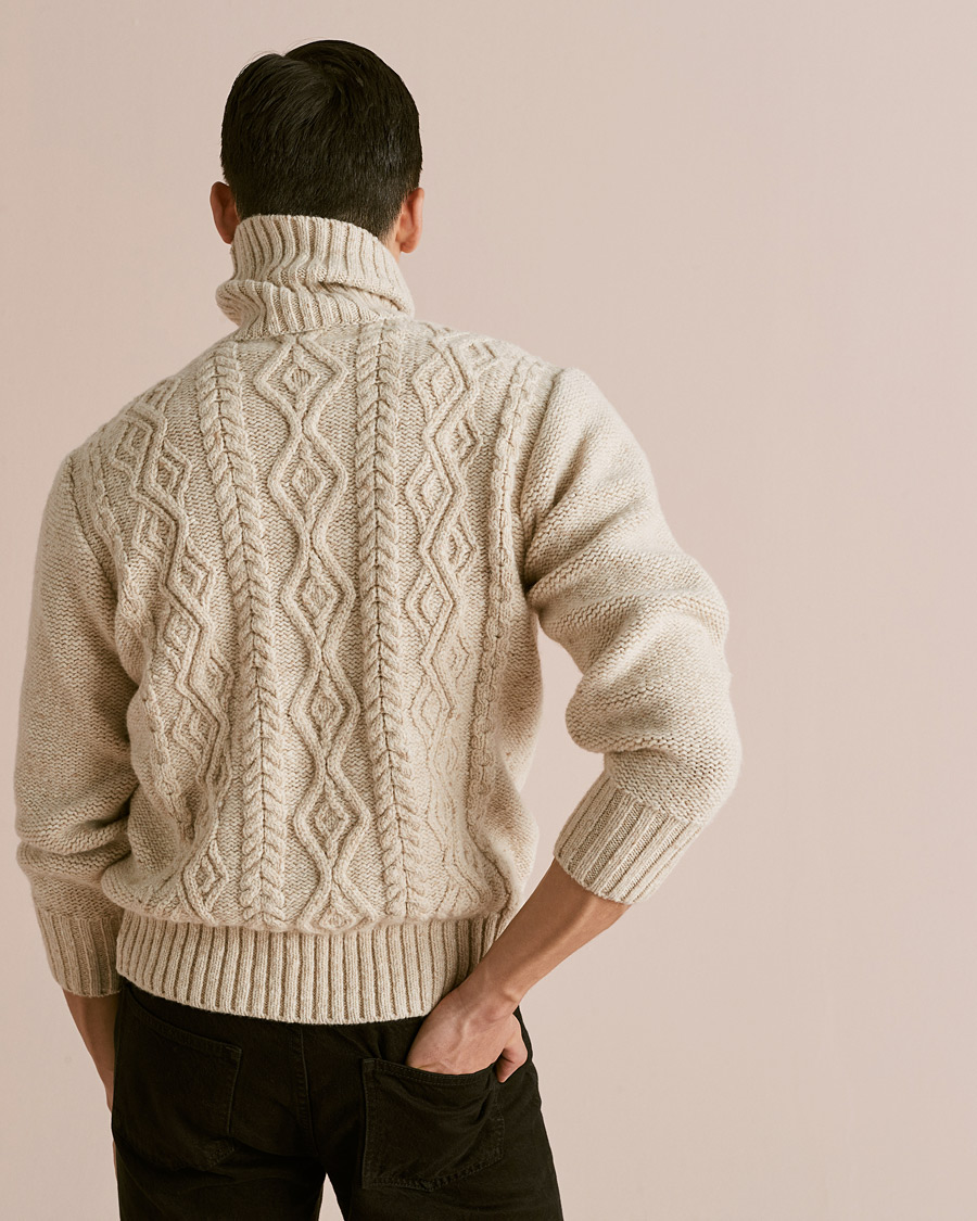 Men | Sweaters & Knitwear | Inis Meáin | Wool/Cashmere Aran Turtleneck Beige