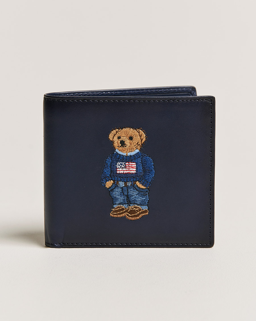 Men |  | Polo Ralph Lauren | Bear Leather Billfold Wallet Navy