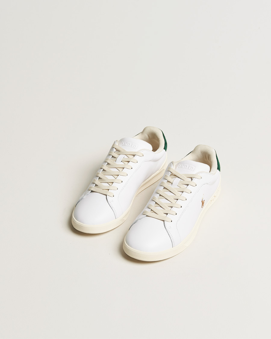 Men | White Sneakers | Polo Ralph Lauren | Heritage Court II Leather Sneaker White/College Green