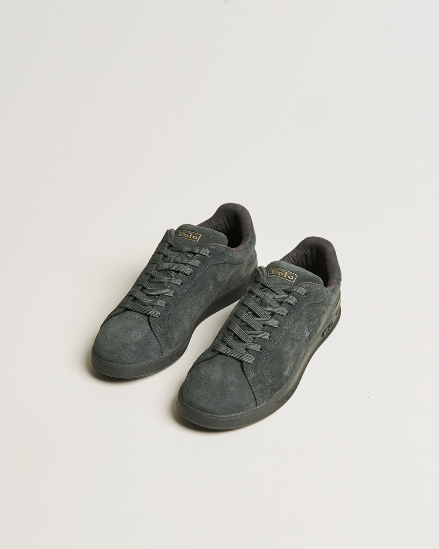 Men | Low Sneakers | Polo Ralph Lauren | Heritage Court II Suede Sneaker Charcoal Grey