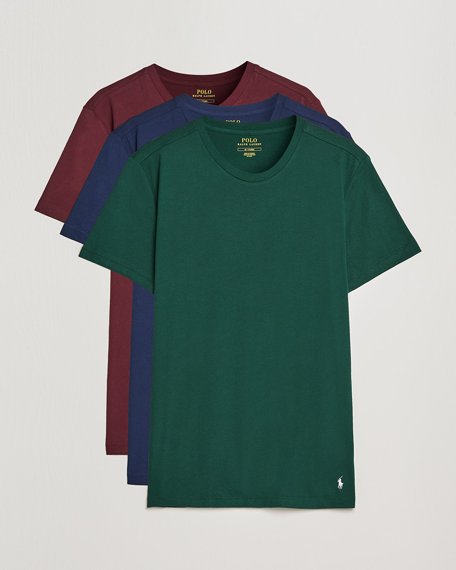 Men | T-Shirts | Polo Ralph Lauren | 3-Pack Crew Neck Tee Navy/College Green/Red