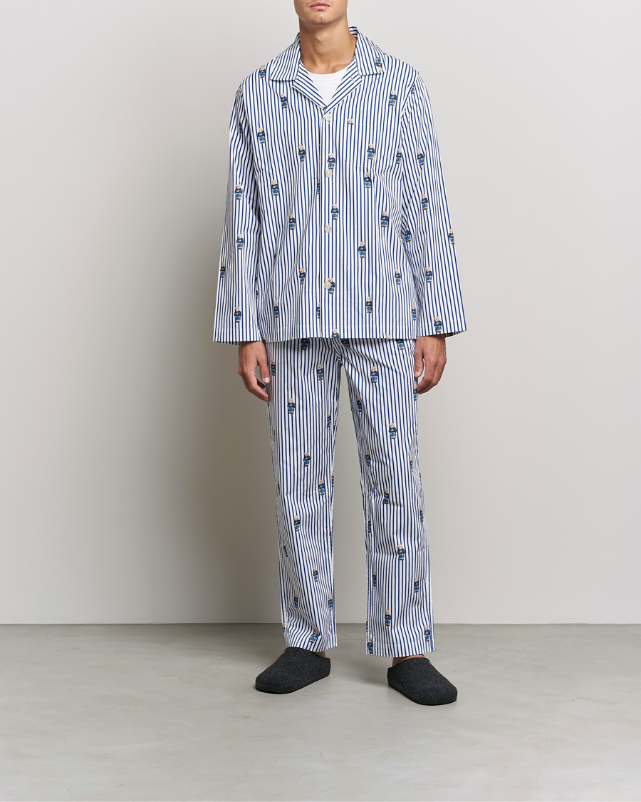 Men | Pyjamas & Robes | Polo Ralph Lauren | Bear Striped Pyjama Set Blue/White 