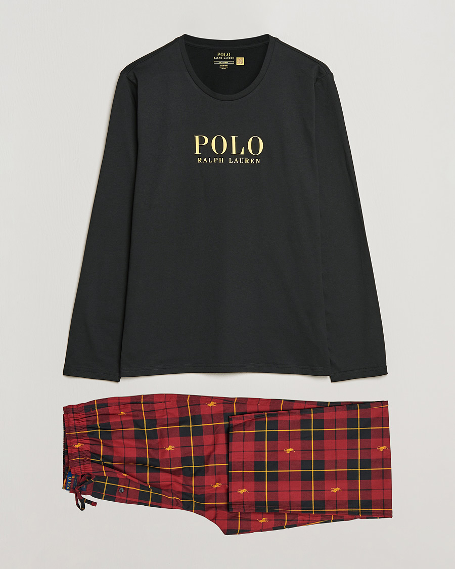 Men | Pyjamas & Robes | Polo Ralph Lauren | Cotton Checked Pyjama Set Black/Red