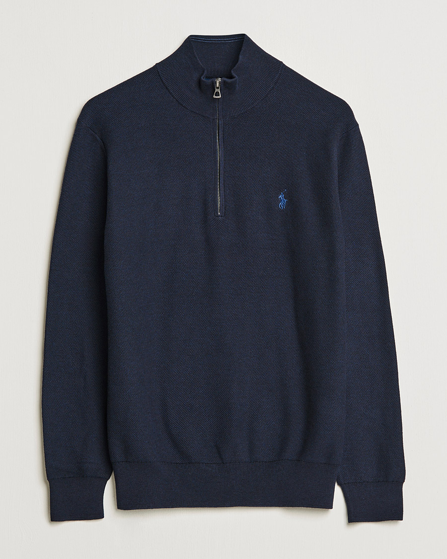 Men | Sweaters & Knitwear | Polo Ralph Lauren | Textured Half-Zip Navy Heather