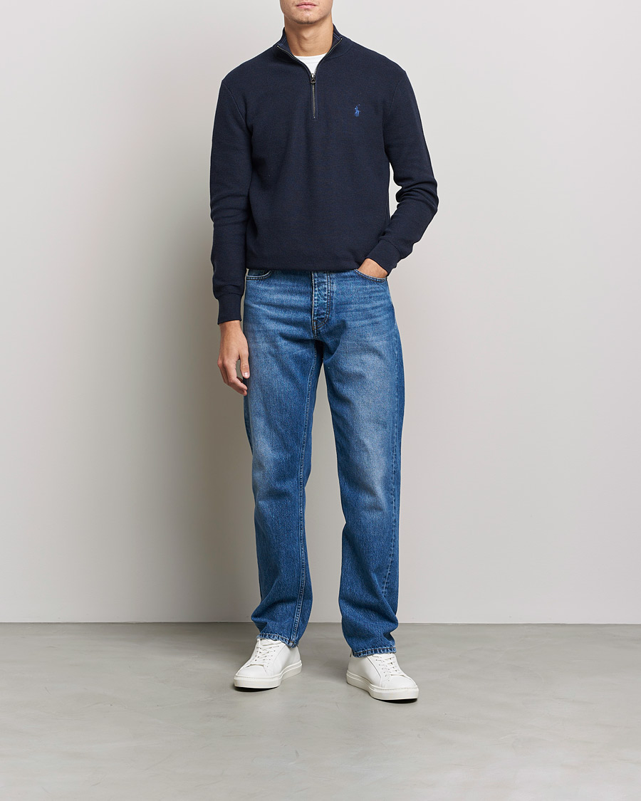 Men | Sweaters & Knitwear | Polo Ralph Lauren | Textured Half-Zip Navy Heather