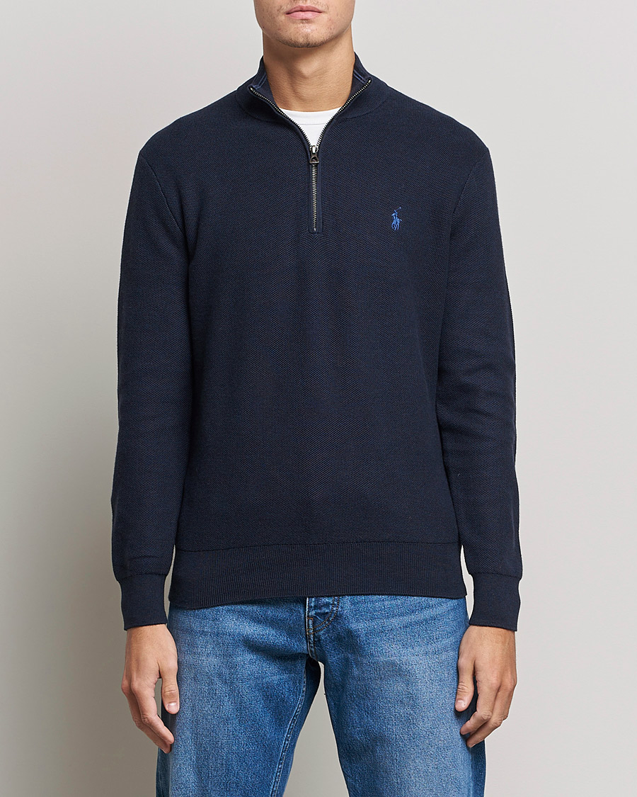 Men | Sweaters & Knitwear | Polo Ralph Lauren | Textured Half-Zip Navy Heather