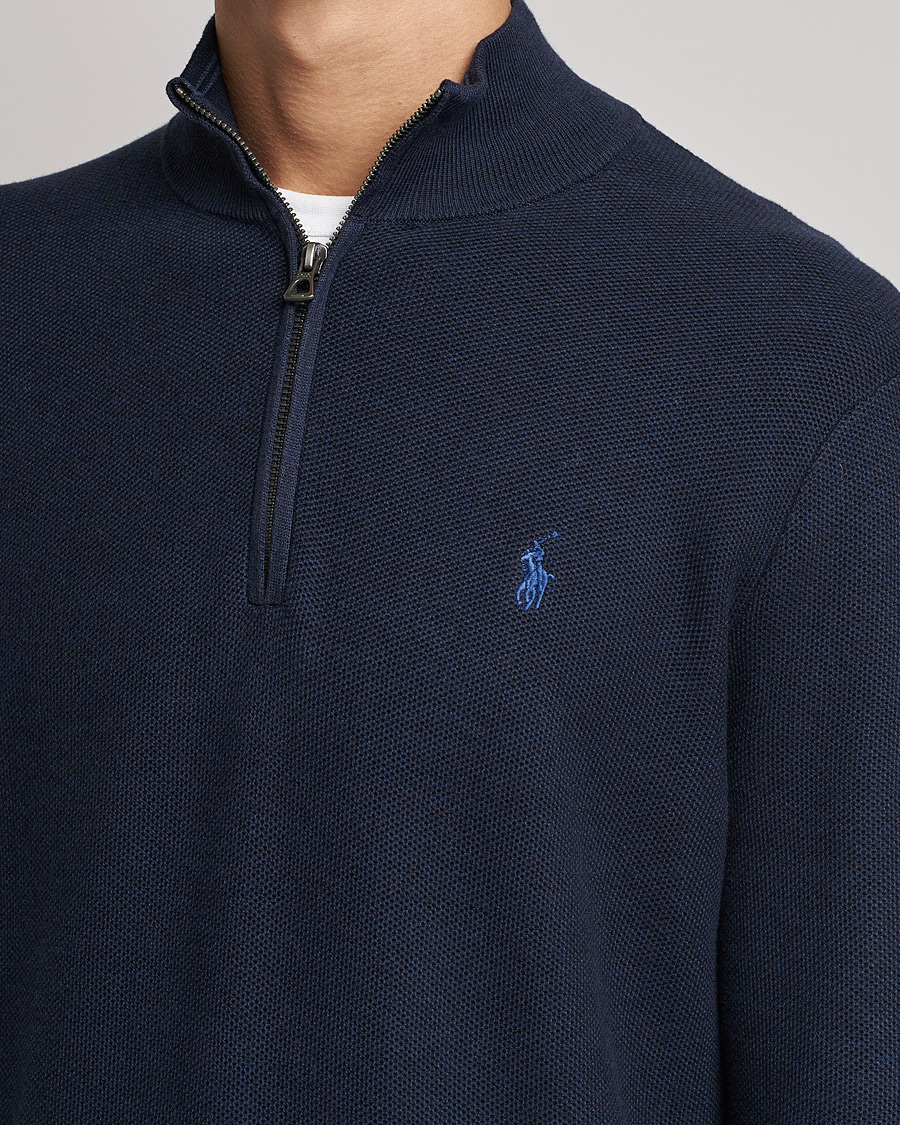 Men | Sweaters & Knitwear | Polo Ralph Lauren | Textured Half-Zip Navy Heather