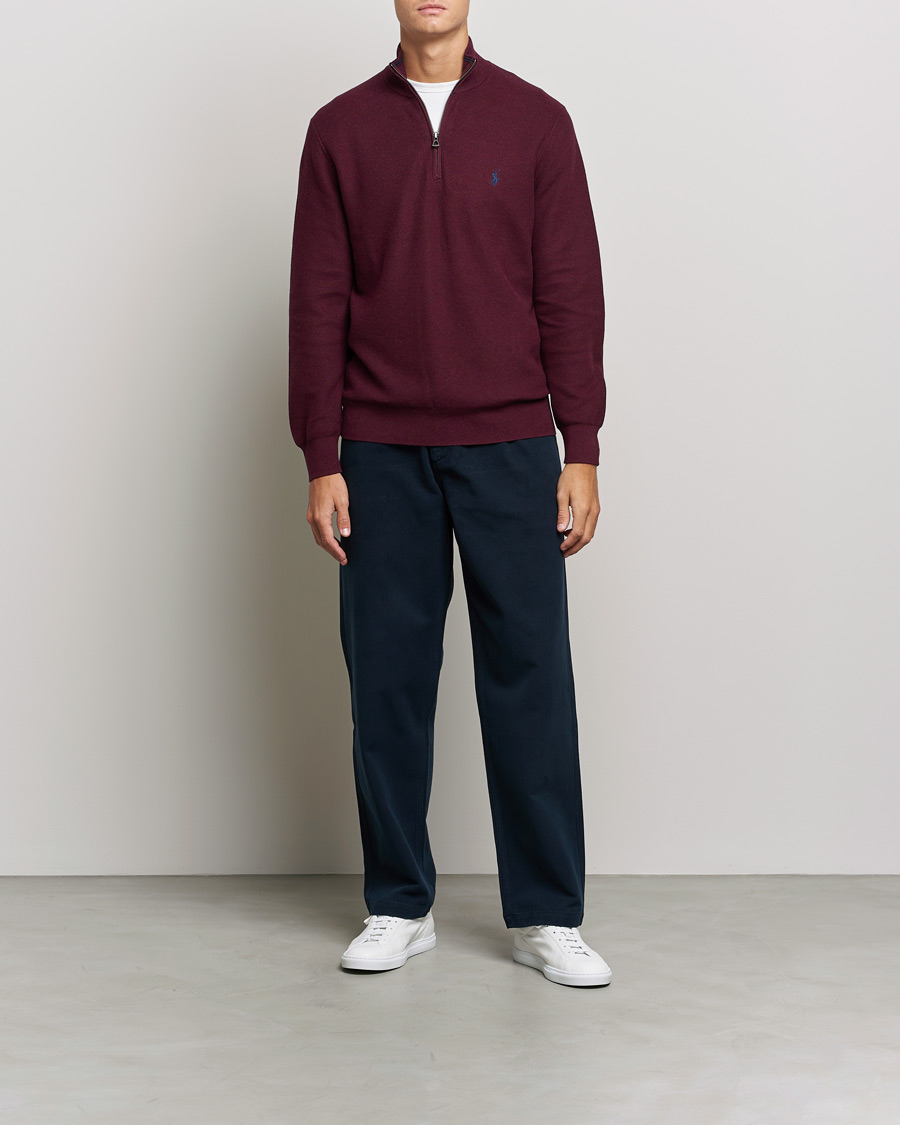 Men | Sweaters & Knitwear | Polo Ralph Lauren | Textured Half-Zip Aged Wine Heather