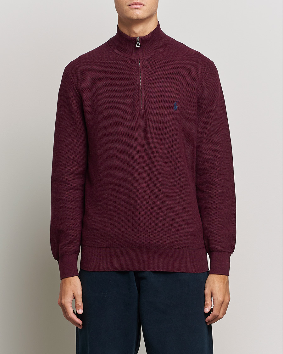 Men | Sweaters & Knitwear | Polo Ralph Lauren | Textured Half-Zip Aged Wine Heather