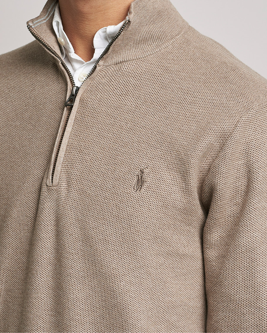 Men | Sweaters & Knitwear | Polo Ralph Lauren | Textured Half-Zip Honey Brown Heather