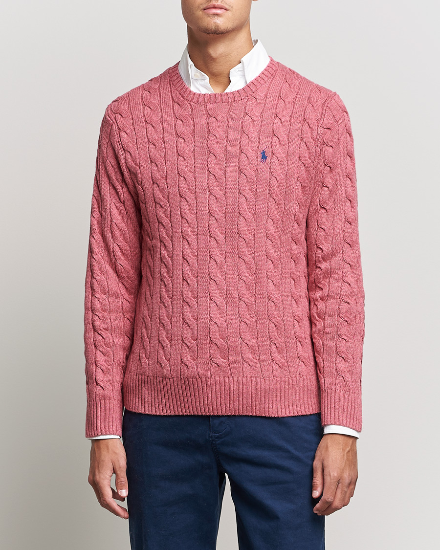 Men | Crew Neck Jumpers | Polo Ralph Lauren | Cotton Cable Pullover Rosebud Heather