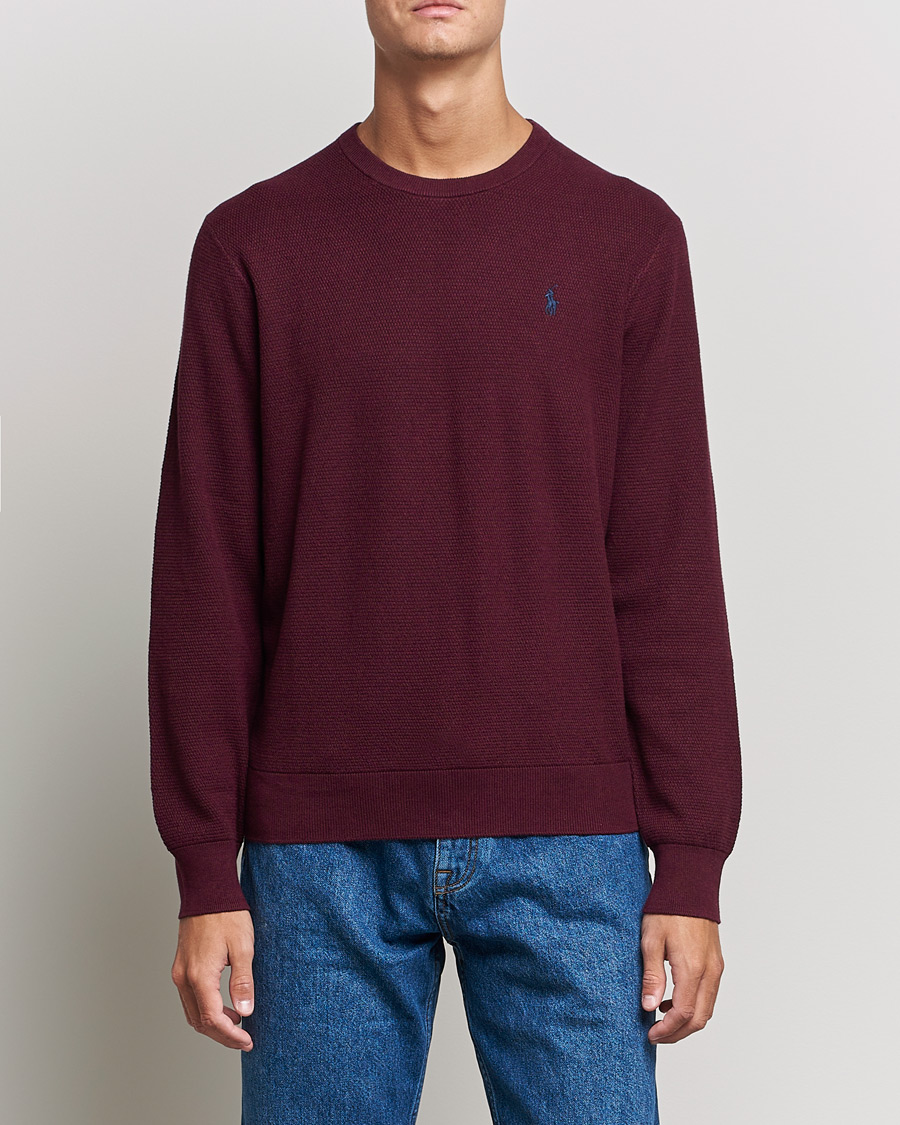 Men | Knitted Jumpers | Polo Ralph Lauren | Textured Crew Neck Sweater Aged Wine Heather