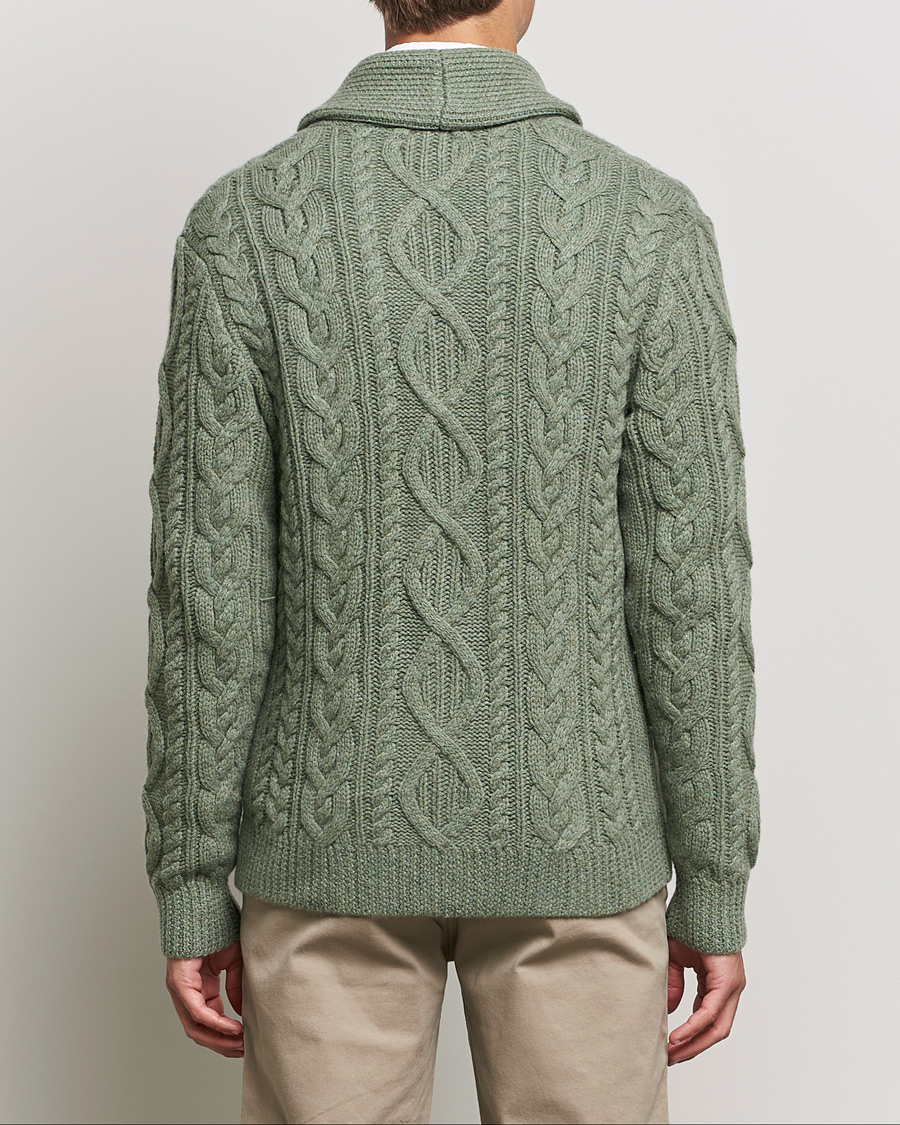 Men | Sweaters & Knitwear | Polo Ralph Lauren | Wool/Cashmere Structured Cardigan Sage Blue Heather