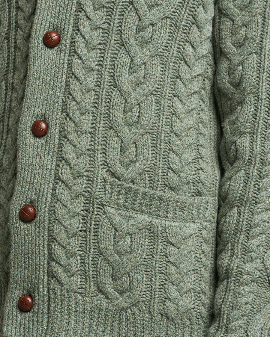 Men | Sweaters & Knitwear | Polo Ralph Lauren | Wool/Cashmere Structured Cardigan Sage Blue Heather