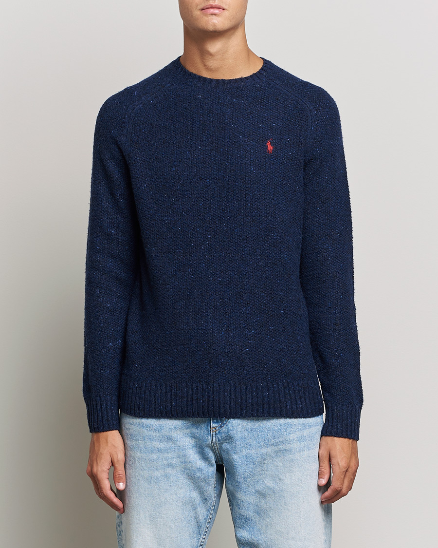 Men | Knitted Jumpers | Polo Ralph Lauren | Wool Donegal Knitted Sweater Navy