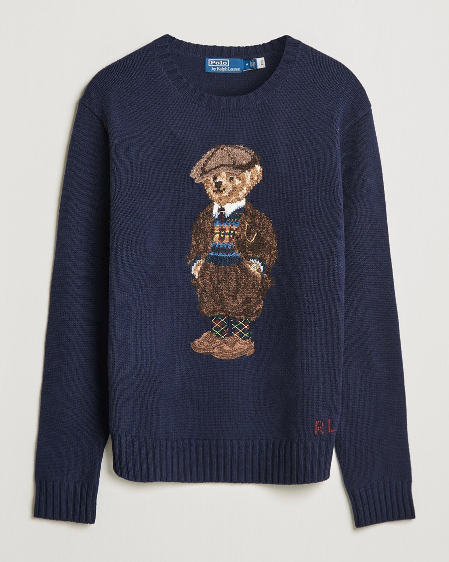 Men | Sweaters & Knitwear | Polo Ralph Lauren | Wool Heritage Bear Knitted Sweater Navy